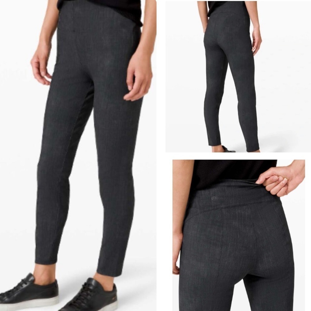 Lululemon Here to There High-Rise 7/8 Pants Textured Black Sz 6 W5CPPS Slim Fit